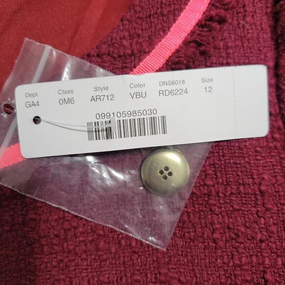 NWT J.CREW Sheath Dress 12 Burgundy Red Cotton Tweed Boatneck 3/4 Sleeve AR712 - Picture 9 of 11